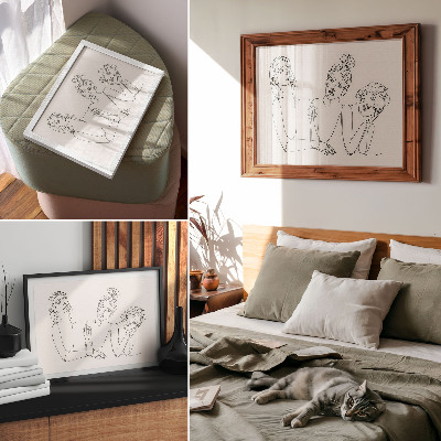 Decorative canvas print Black and white lines, delicacy, intimacy of the characters
