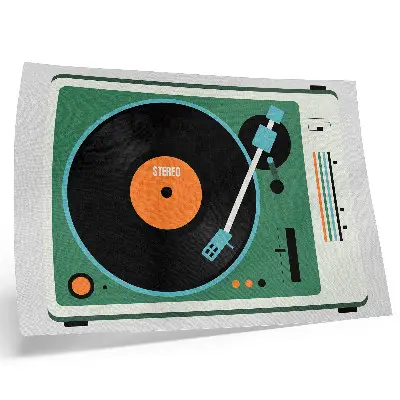 Retro Gramophone Poster with contrasting geometric colors