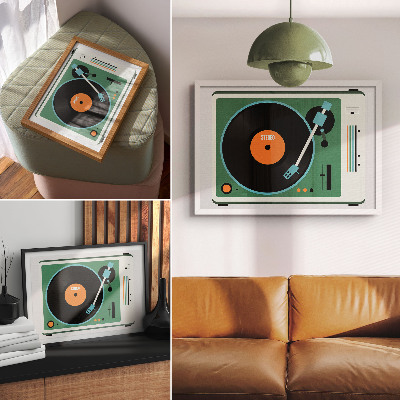 Poster Retro gramophone contrasting geometric colors