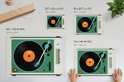 Poster Retro gramophone contrasting geometric colors