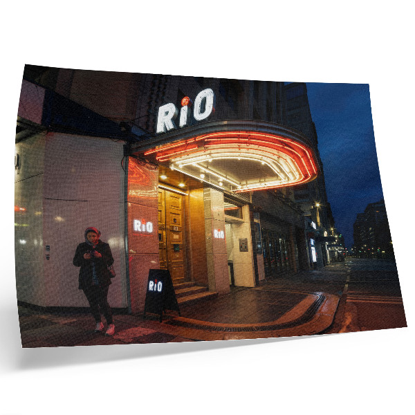Decorative canvas print Retro cinema neon lights red cream