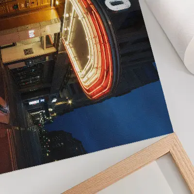 Decorative canvas print retro cinema neon lights in red and cream