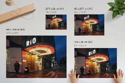 Decorative canvas print Retro cinema neon lights red cream