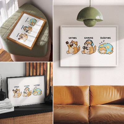 Poster Funny cats illustrations cute fun