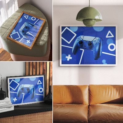 Photo canvas Game controller blue geometric background
