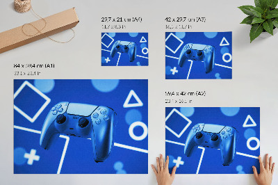 Photo canvas Game controller blue geometric background