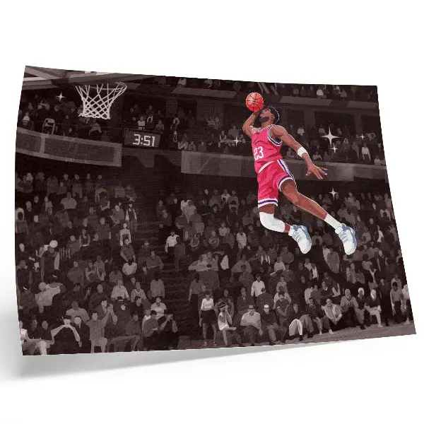 Decorative canvas print sport dynamics illustration in contrasting colors