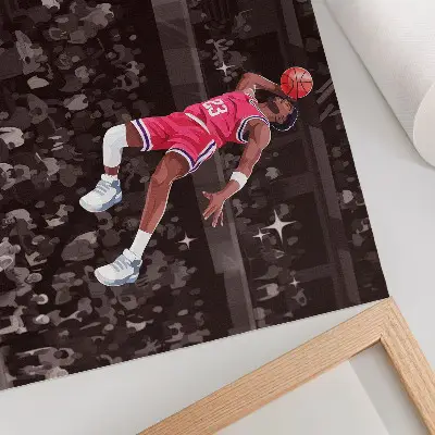 Decorative canvas print sport dynamics illustration in contrasting colors