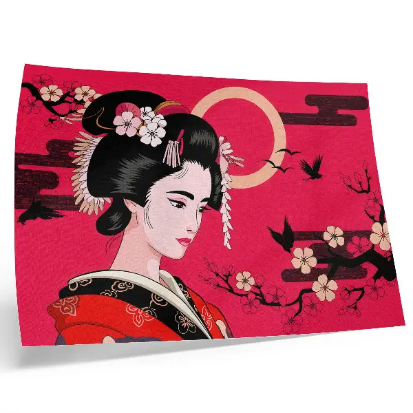 Poster modern flower composition with oriental motifs