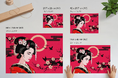 Poster Oriental motifs modern flower composition