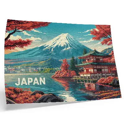 Photo canvas featuring a colorful Japanese mountain lake scene