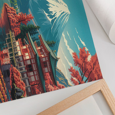 Photo canvas Full of colors lake mountain Japanese scenery