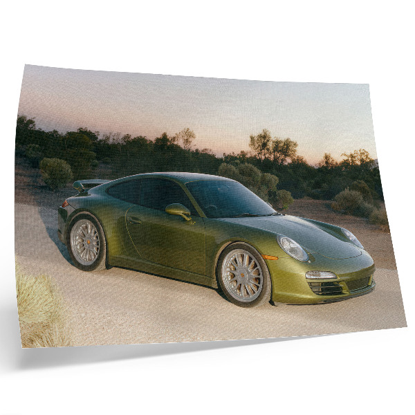 Photo canvas Sports car green desert sunset