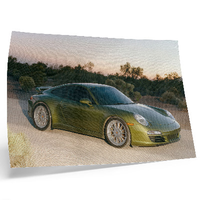 Photo canvas Sports car green desert sunset
