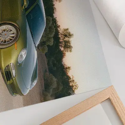 Photo canvas sports car in the desert at sunset
