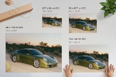 Photo canvas Sports car green desert sunset