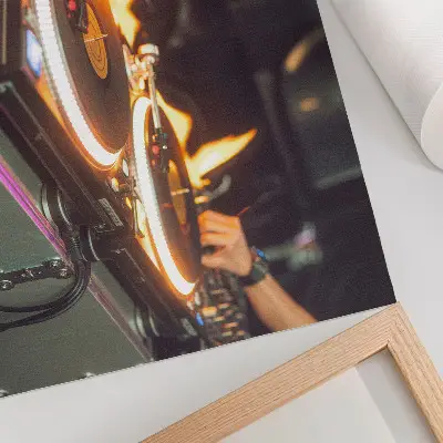 Photo canvas energetic mix of flames and electronics
