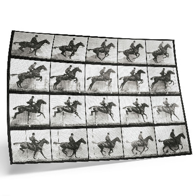 Decorative canvas print Animal Locomotion Plate 640 (1887), horseback riding photographed by Eadweard Muybridge