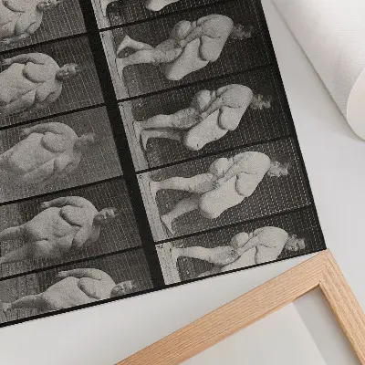Poster obese woman walking, a phototype by Eadweard Muybridge from 1887