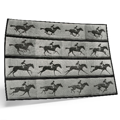 Photo canvas Galloping horse and rider. Phototype after Eadweard Muybridge, 1887