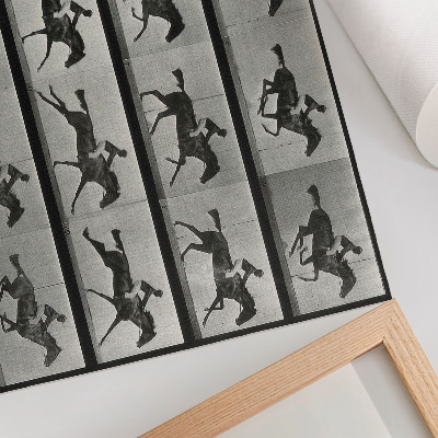 Photo canvas Galloping horse and rider. Phototype after Eadweard Muybridge, 1887