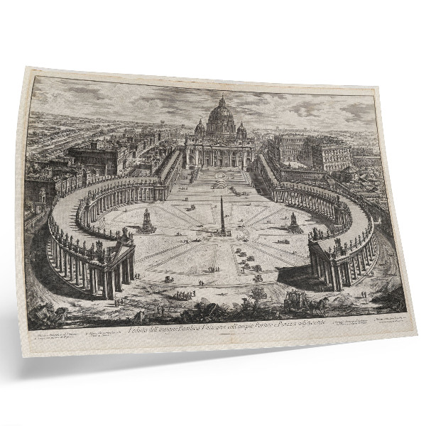 Decorative canvas print The courtyard in front of the Vatican with two long, curved colonnades topped with sculptures
