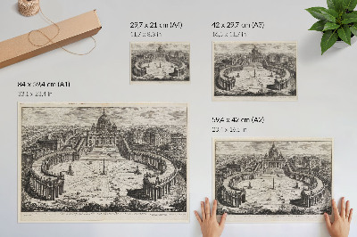 Decorative canvas print The courtyard in front of the Vatican with two long, curved colonnades topped with sculptures