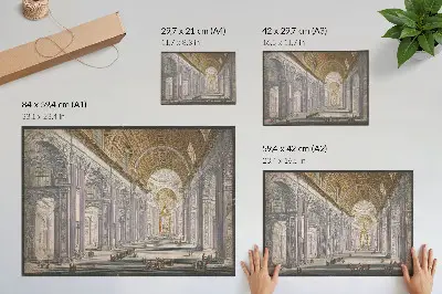 Decorative canvas print depicting the interior of St. Peter's Basilica in Vatican City by anonymous and Giovanni Battista Piranesi