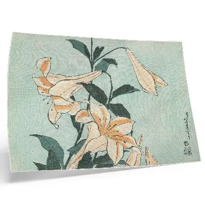 Photo canvas high resolution print of Lilies by Katsushika Hokusai circa 1833–1834