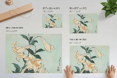 Photo canvas high resolution print of Lilies by Katsushika Hokusai circa 1833–1834