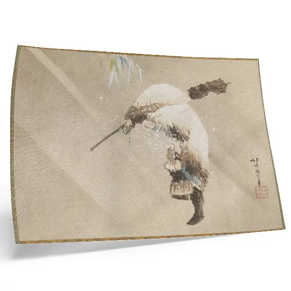 Decorative canvas print A Fisherman Carrying a Net in the Snow (ca. 1821) by Katsushika Hokusai in high resolution