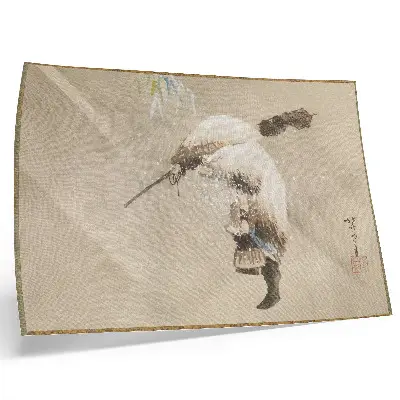 Decorative canvas print A Fisherman Carrying a Net in the Snow (ca. 1821) by Katsushika Hokusai in high resolution