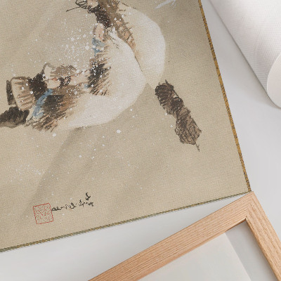 Decorative canvas print A Fisherman Carrying a Net in the Snow (ca. 1821) in high resolution by Katsushika Hokusai