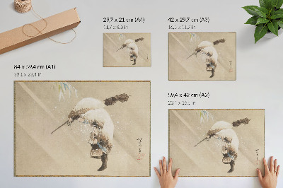 Decorative canvas print A Fisherman Carrying a Net in the Snow (ca. 1821) in high resolution by Katsushika Hokusai