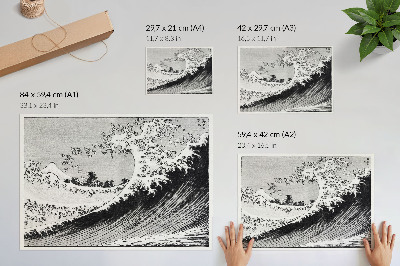 Poster One Hundred Views of Mount Fuji (1835) by Hokusai, vintage Japanese woodblock print