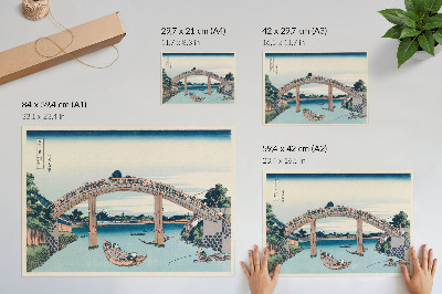 Poster View from under the Mannenbashi Bridge in Fukagawa, 1985, by Katsushika Hokusai