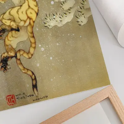Photo canvas Katsushika Hokusai Tiger in the Snow, 1849 hanging scroll reproduction