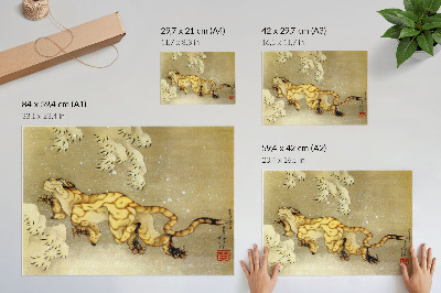 Photo canvas Katsushika Hokusai (1760–1849), Tiger in the Snow. Hanging Scroll, ink and color on silk, 1849