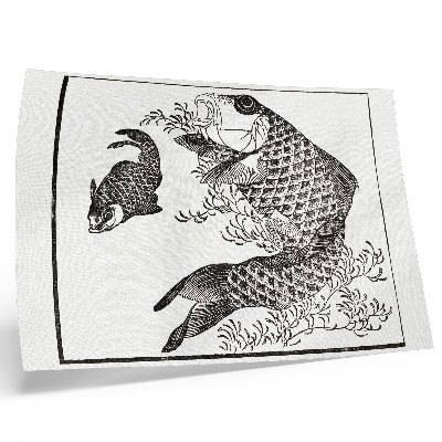 Decorative canvas print Hokusai's Carp, a Japanese animal illustration