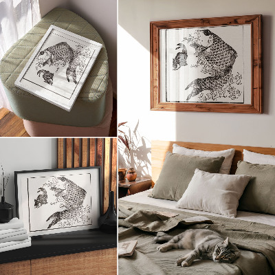 Decorative canvas print Hokusai's Carp, a Japanese animal illustration