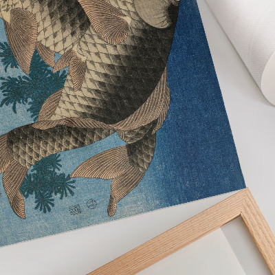 Poster Carp Swimming Among the Seaweeds (1831) – Japanese illustration of a fish