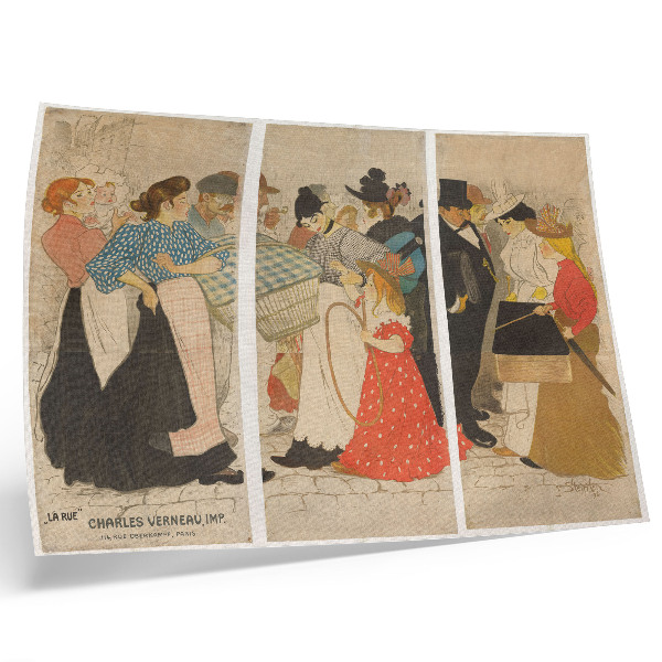 Decorative canvas print Mensen op straat (1896) by Théophile Alexandre Steinlen and Charles Verneau