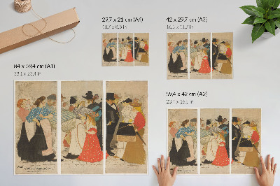 Decorative canvas print Mensen op straat (1896) by Théophile Alexandre Steinlen and Charles Verneau