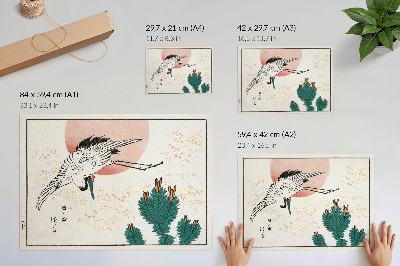 Decorative canvas print Japanese crane woodcut (1826–1869)