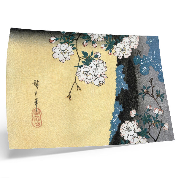 Photo canvas Japanese Cherry Blossoms (1837) – vintage woodblock print by Utagawa Hiroshige