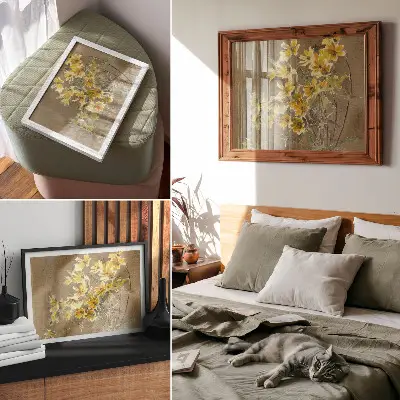Yellow Flower with Border (1915) by Hannah Borger Overbeck decorative canvas print