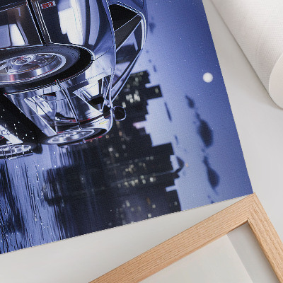 Decorative canvas print A sports car in an urban landscape at night