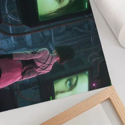 Decorative canvas print featuring a woman in a digital art style