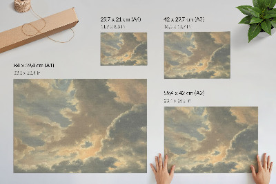 Poster Clouds in the sky in shades of gray and beige