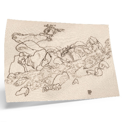 Photo canvas Mountain Stream (1917) by Egon Schiele – line drawing from the collection of The MET museum